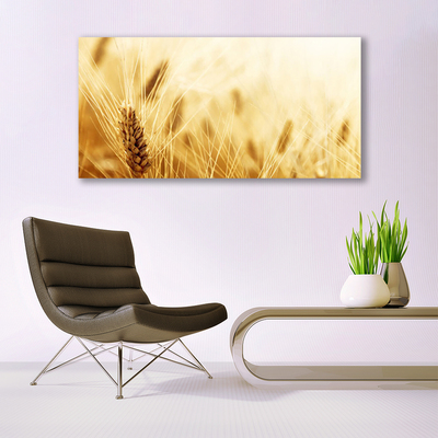 Glass Wall Art Wheat floral yellow