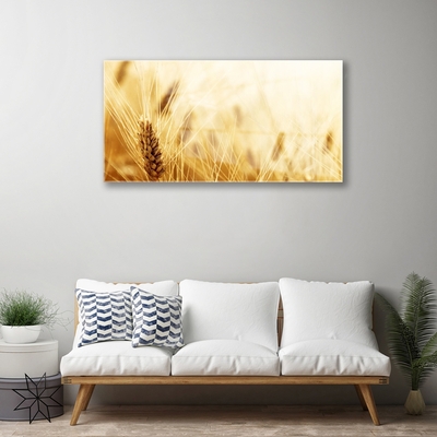 Glass Wall Art Wheat floral yellow