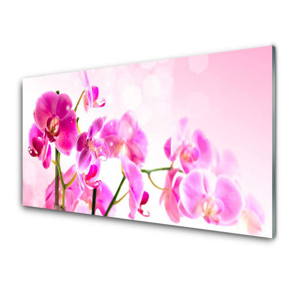 Glass Wall Art Flowers floral pink