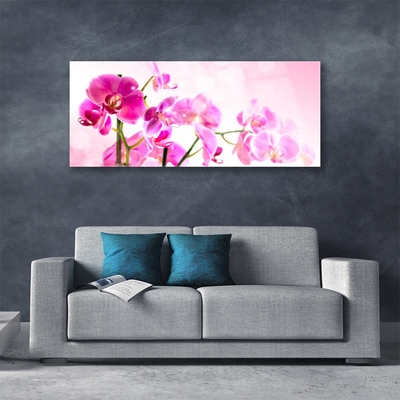 Glass Wall Art Flowers floral pink