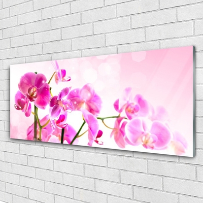 Glass Wall Art Flowers floral pink