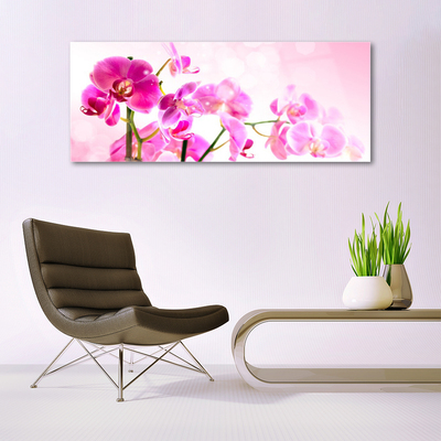 Glass Wall Art Flowers floral pink