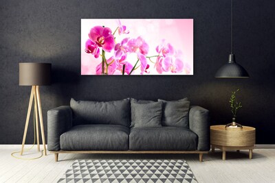 Glass Wall Art Flowers floral pink