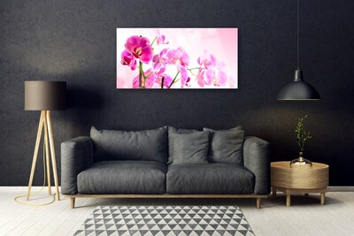 Glass Wall Art Flowers floral pink