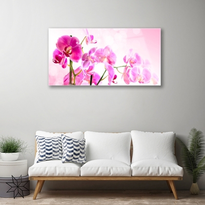 Glass Wall Art Flowers floral pink