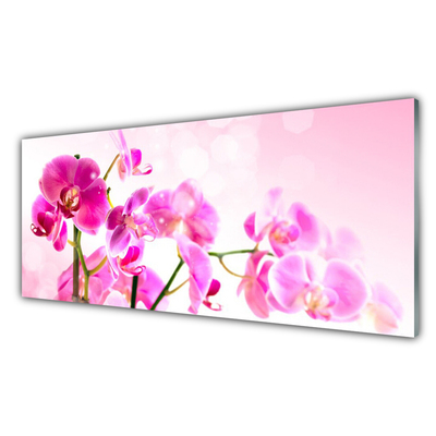 Glass Wall Art Flowers floral pink