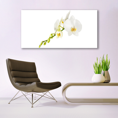 Glass Wall Art Flowers floral white