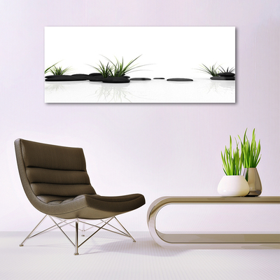 Glass Wall Art Grass stones art black green