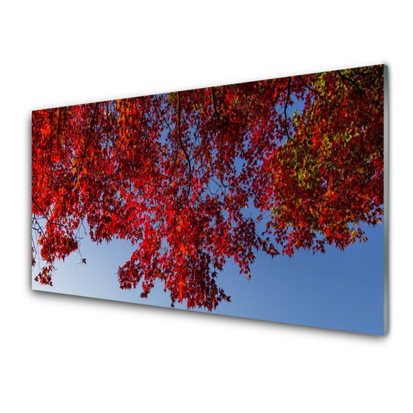 Glass Wall Art Branches leaves floral brown