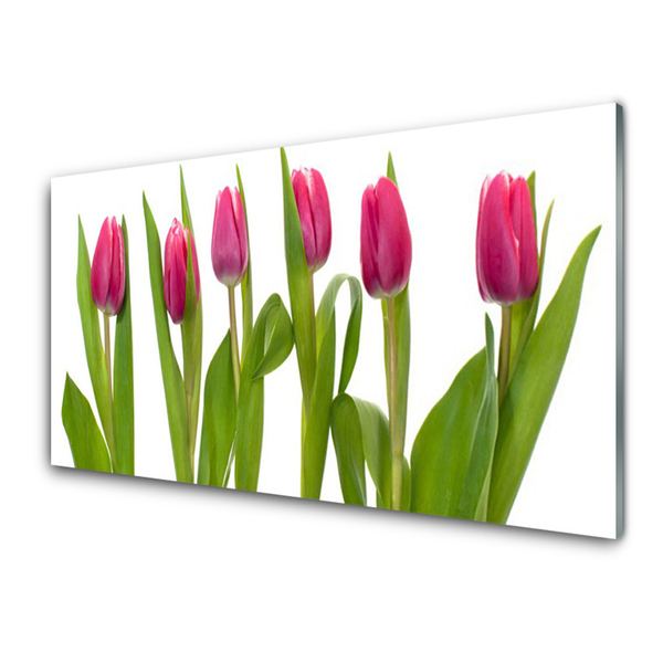 Glass Wall Art Tulips floral red