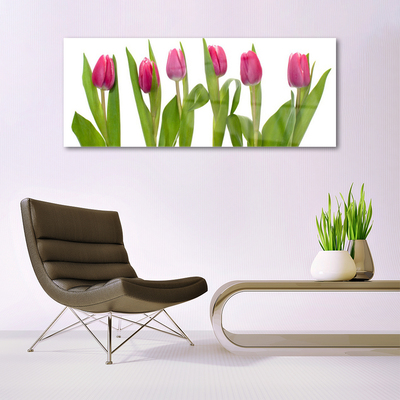 Glass Wall Art Tulips floral red