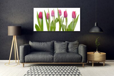 Glass Wall Art Tulips floral red