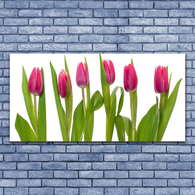 Glass Wall Art Tulips floral red