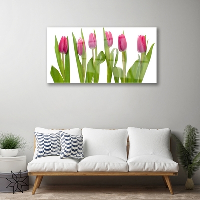 Glass Wall Art Tulips floral red