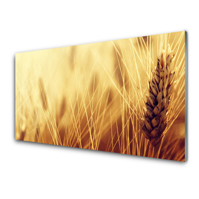 Glass Wall Art Wheat floral brown