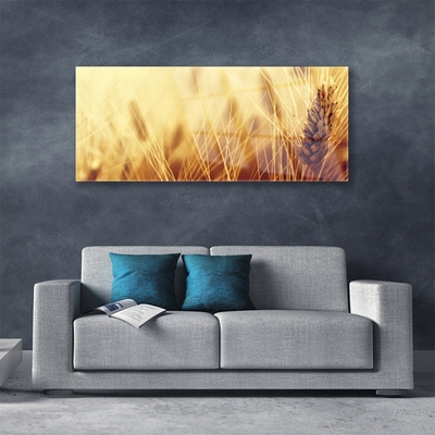 Glass Wall Art Wheat floral brown