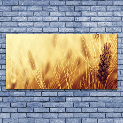 Glass Wall Art Wheat floral brown