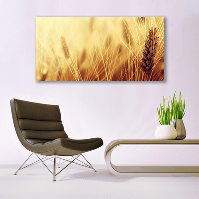 Glass Wall Art Wheat floral brown