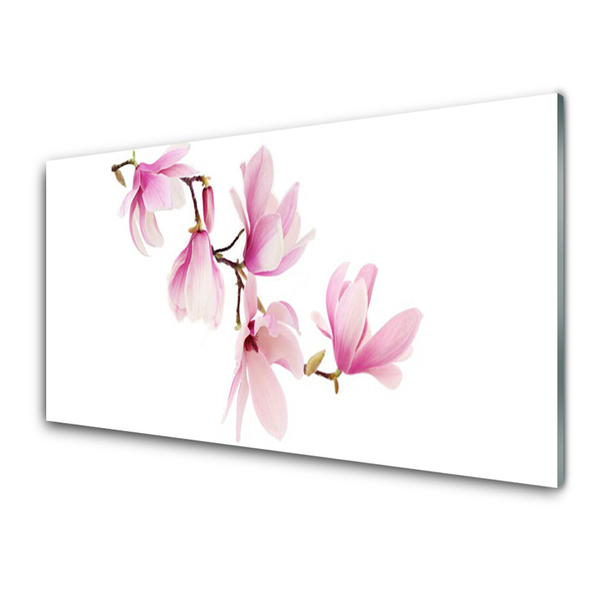 Glass Wall Art Flowers floral pink