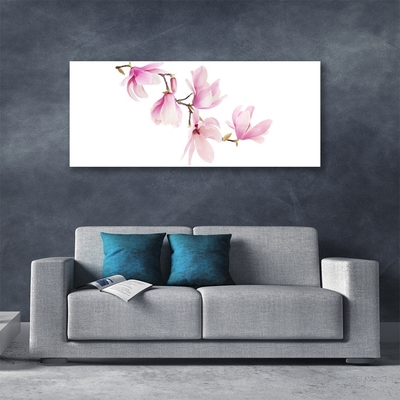 Glass Wall Art Flowers floral pink