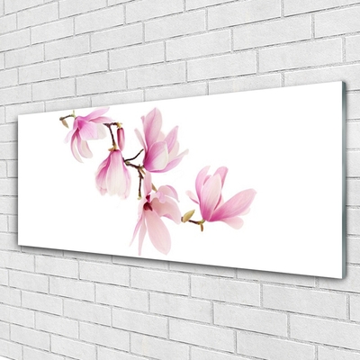 Glass Wall Art Flowers floral pink