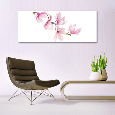 Glass Wall Art Flowers floral pink