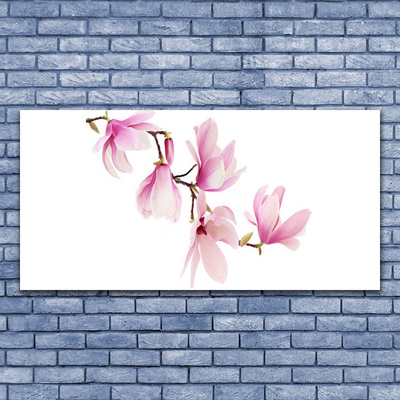 Glass Wall Art Flowers floral pink