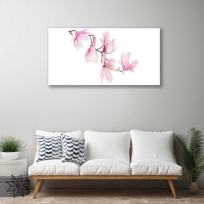 Glass Wall Art Flowers floral pink