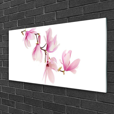 Glass Wall Art Flowers floral pink