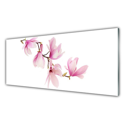 Glass Wall Art Flowers floral pink