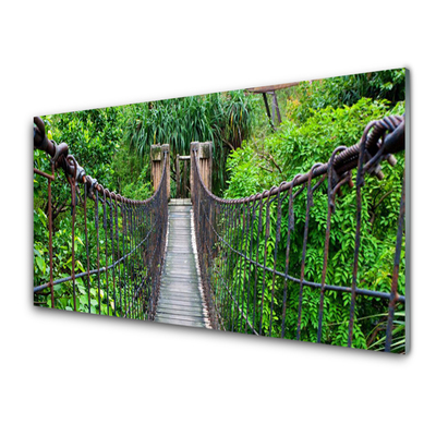 Glass Wall Art Bridge trees architecture brown green