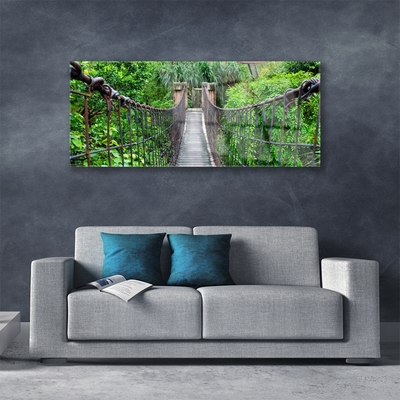 Glass Wall Art Bridge trees architecture brown green