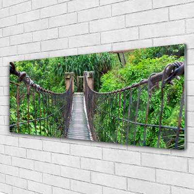 Glass Wall Art Bridge trees architecture brown green