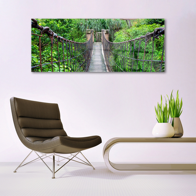 Glass Wall Art Bridge trees architecture brown green