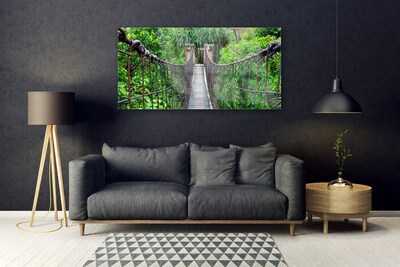 Glass Wall Art Bridge trees architecture brown green