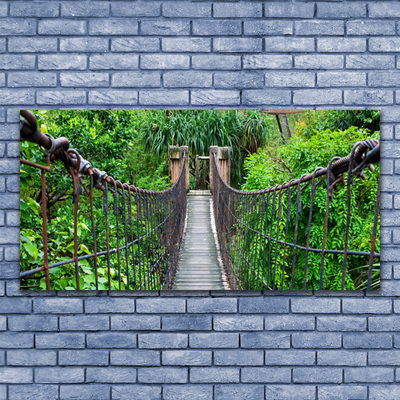 Glass Wall Art Bridge trees architecture brown green