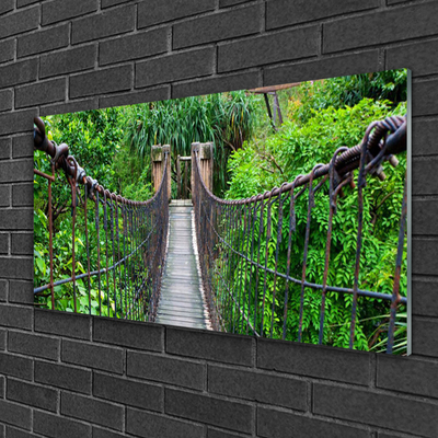 Glass Wall Art Bridge trees architecture brown green