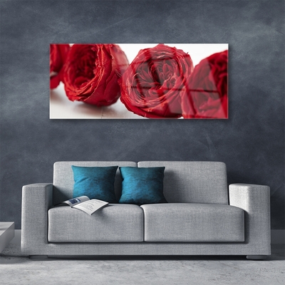 Glass Wall Art Roses floral red