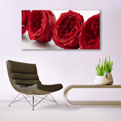 Glass Wall Art Roses floral red