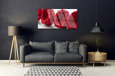 Glass Wall Art Roses floral red