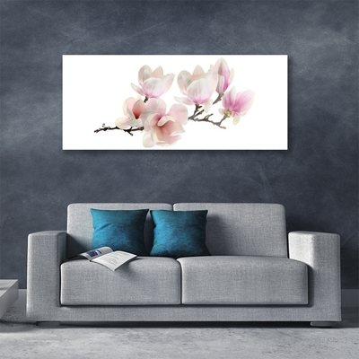 Glass Wall Art Flowers floral pink white