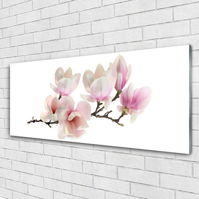 Glass Wall Art Flowers floral pink white