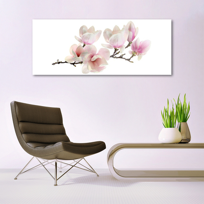 Glass Wall Art Flowers floral pink white