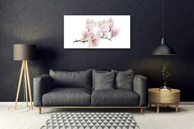 Glass Wall Art Flowers floral pink white