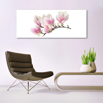 Glass Wall Art Flowers floral pink white