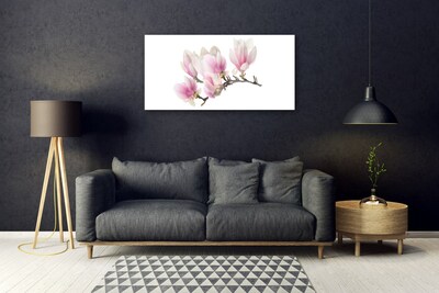 Glass Wall Art Flowers floral pink white