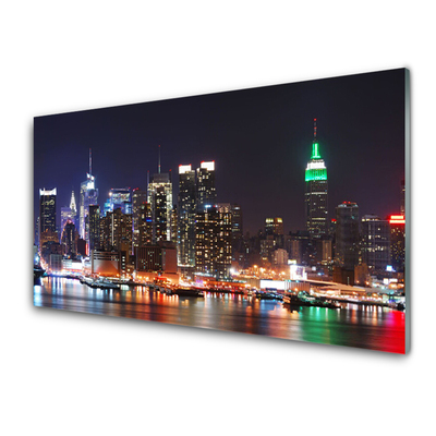 Glass Wall Art City houses multi