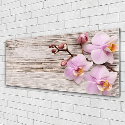 Glass Wall Art Flowers floral pink