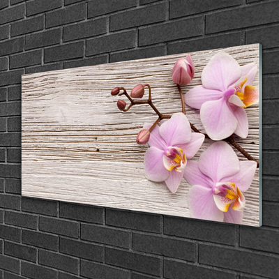 Glass Wall Art Flowers floral pink