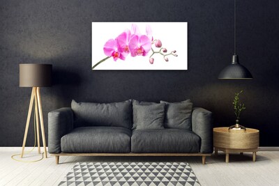 Glass Wall Art Flowers floral pink